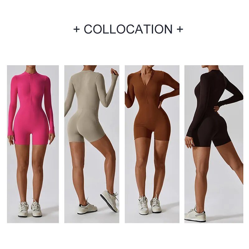 Women Zipper Long Sleeve Active Suit