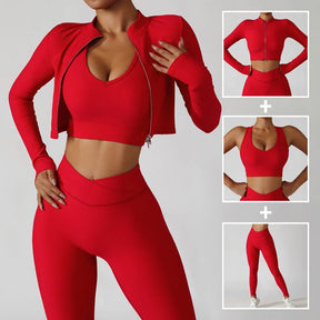 Jacket, Sports Bra, Leggings 3 Piece Set